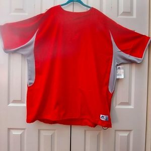 NWT Russell Athletic Zip Front Red & Gray Shirt 3XL